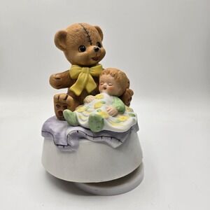 Vintage Revolving Teddy Bear & Baby Music Box Lego Japan "Talk to the Animals"